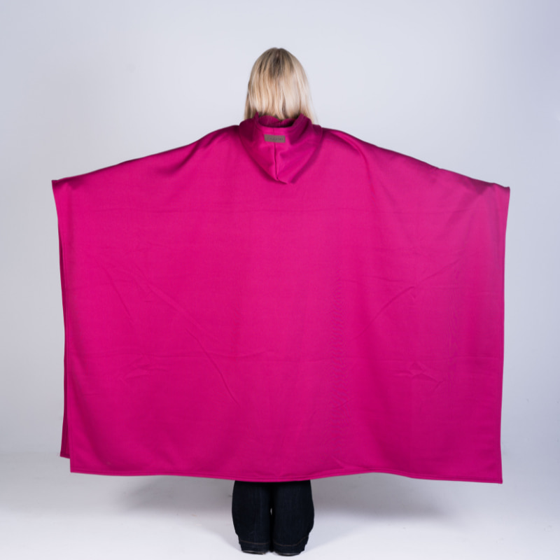Back view of the pink Hoodly hoodie blanket spread wide