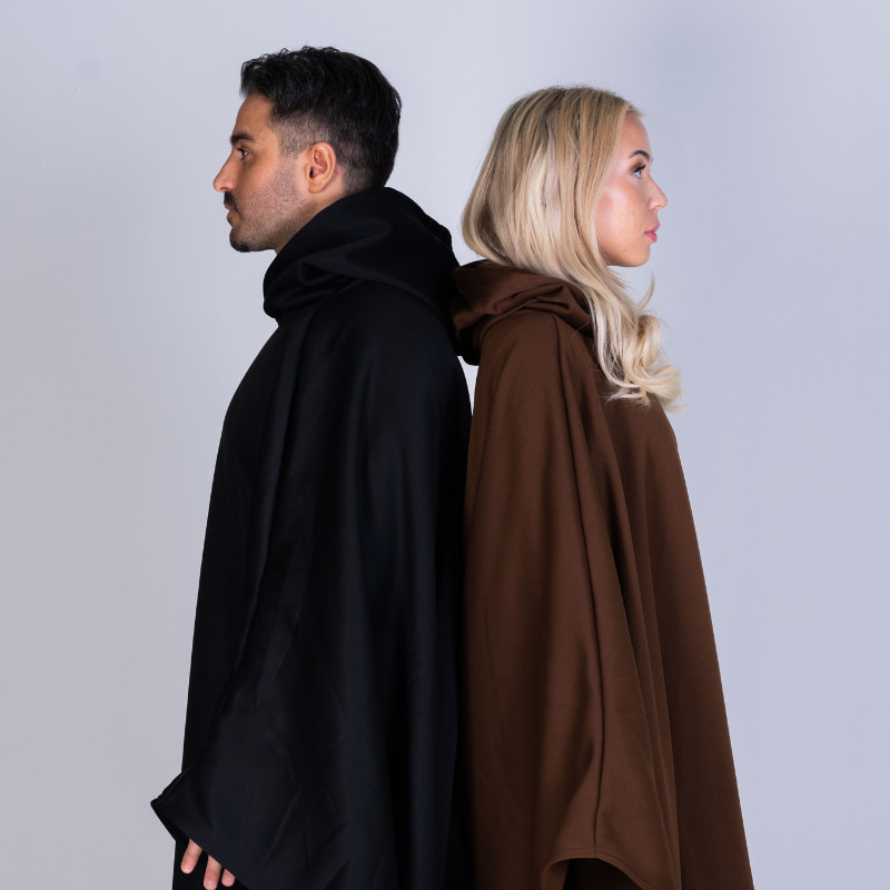 Black and brown Hoodly hoodie blankets back to back